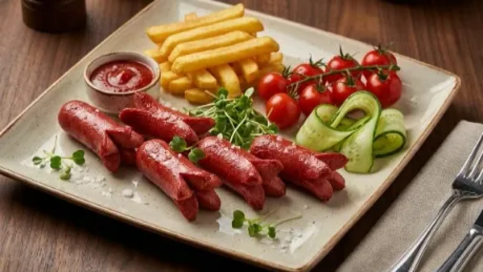 SOSİS TAVA + ELMA DİLİM PATATES